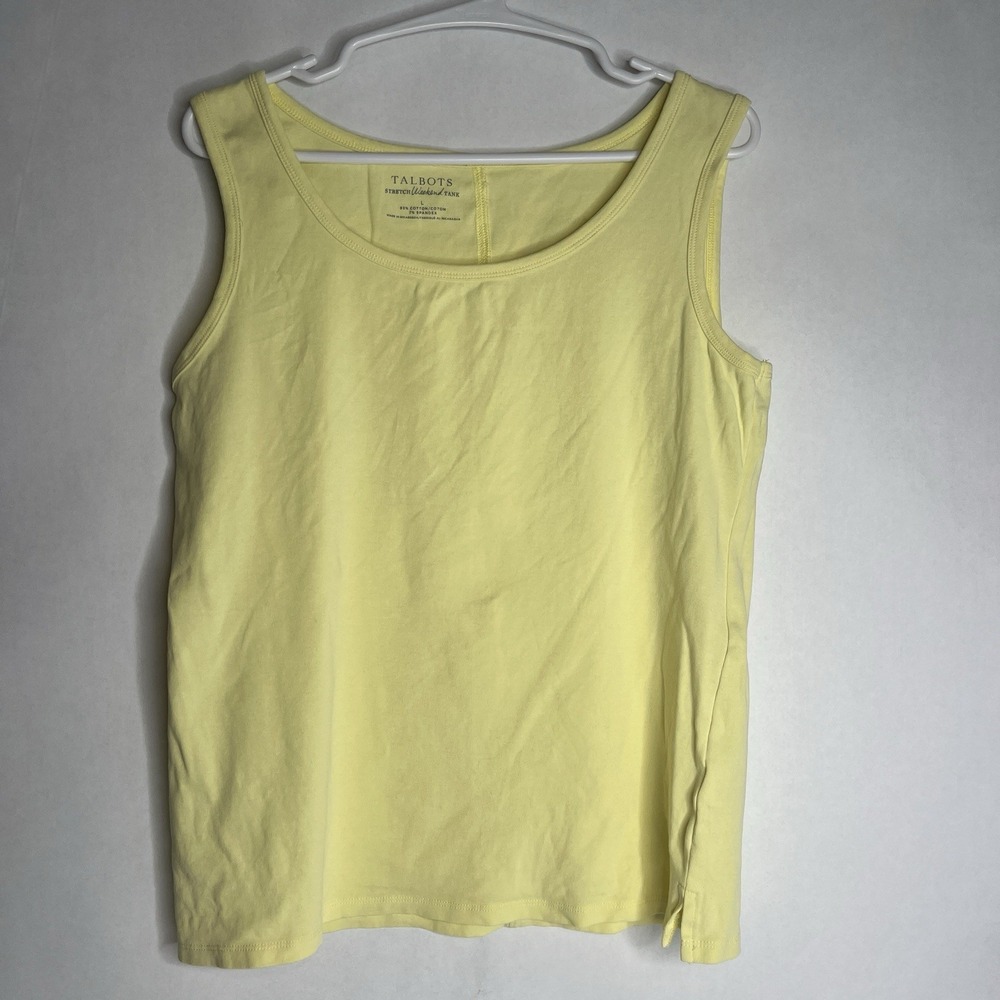 Talbots Stretch Weekend Tank Top Womens Yellow Cotton Spandex Large